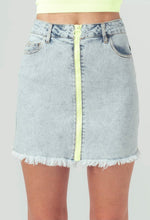 Load image into Gallery viewer, Neon zip denim mini skirt
