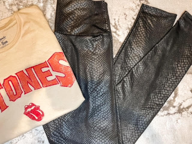 Snake faux leather leggings